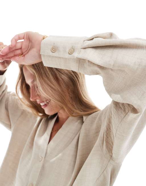 Vero Moda - Beige skjorte med V-hals , 3 af 4