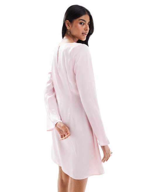 Vero Moda bell sleeve satin mini dress in blossom pink | ASOS