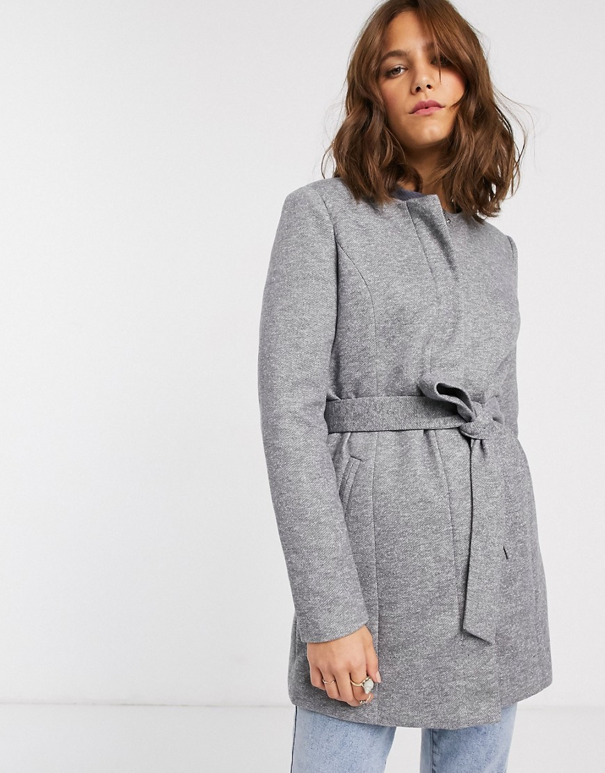 Vero Moda belted coat-Grey