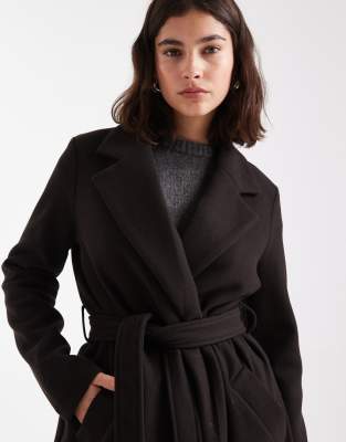 Vero Moda Belted Formal Maxi Coat In Brown