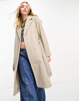 Vero Moda Belted Formal Midi Coat In Camel-brown