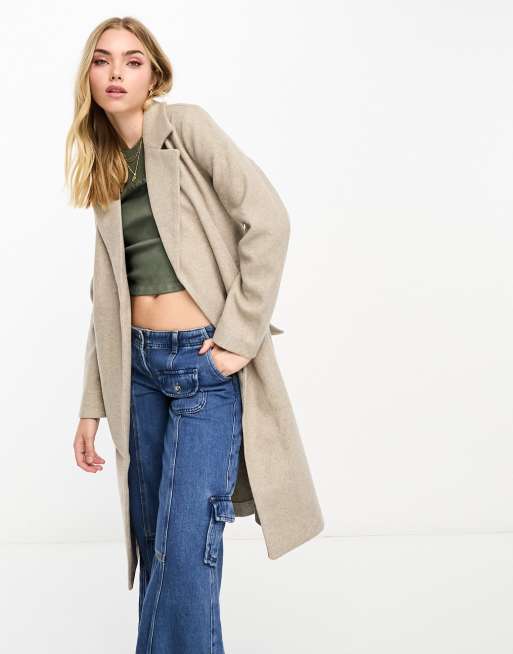 Vero Moda belted formal midi coat in camel, 3 of 4