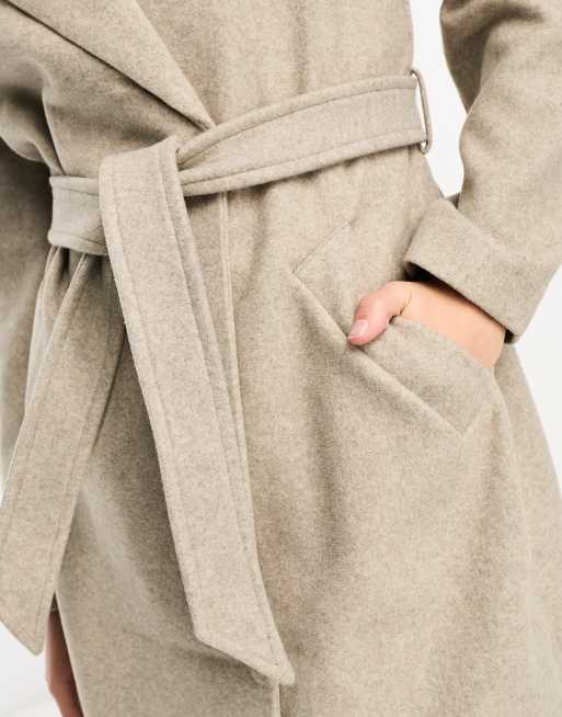 Vero Moda belted formal midi coat in camel
