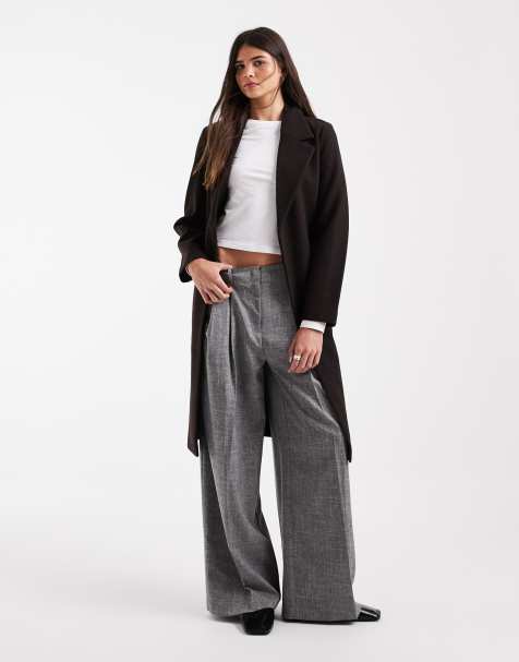 Vero Moda belted formal midi coat in chocolate brown - view 1