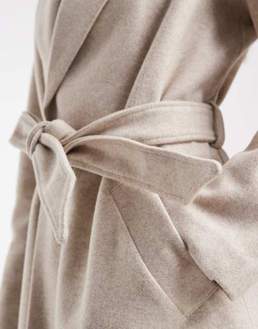 Vero Moda belted formal midi coat in oatmeal, 2 of 4