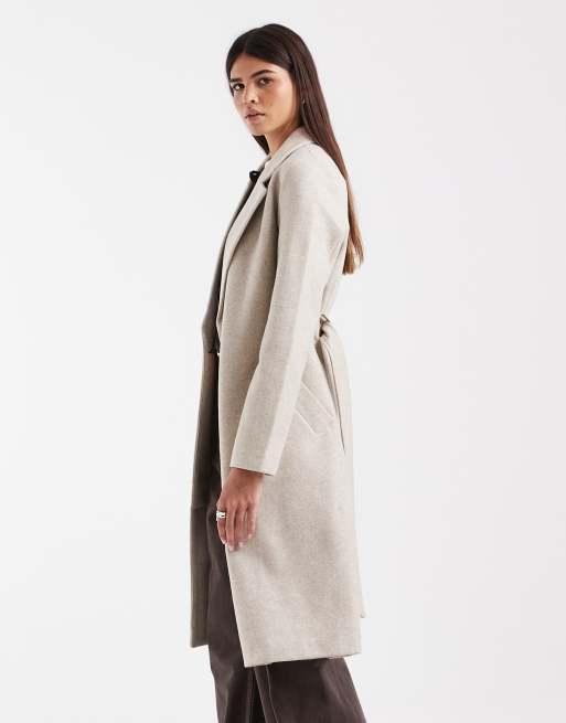 Vero Moda belted formal midi coat in oatmeal, 3 of 4