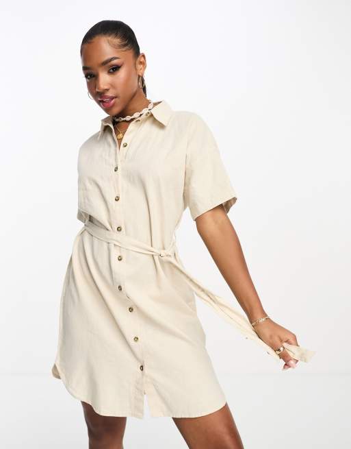 Linen belted shirt dress sale