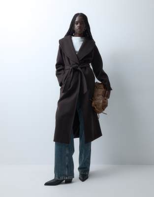 Vero Moda Belted Maxi Formal Jacket In Brown