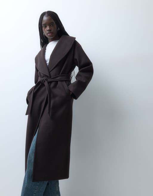 Vero Moda belted maxi formal jacket in chocolate brown, 2 of 4