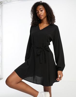 Vero Moda Belted Mini Dress In Black