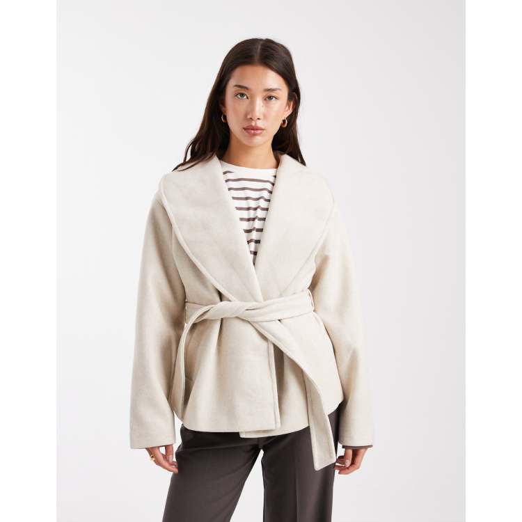 Vero Moda belted short formal jacket in cream | ASOS