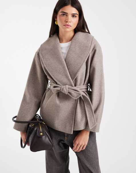 Vero Moda belted short formal jacket in grey-brown - view 1