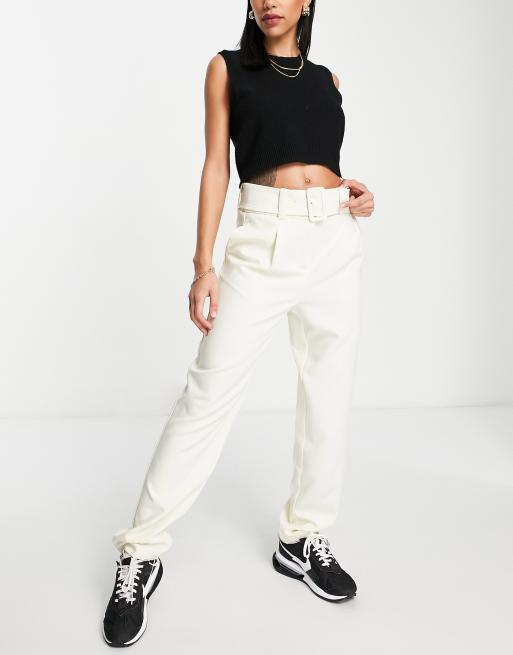 Belted waist hot sale pants