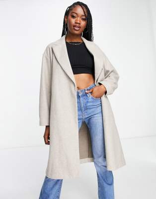 Vero Moda belted wrap coat in beige | ASOS