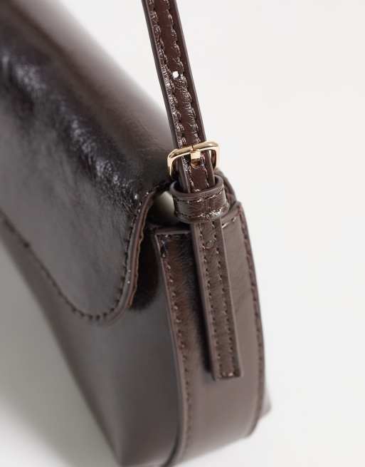 Vero Moda beschichtete Schultertasche in Schokobraun, 2 von 4