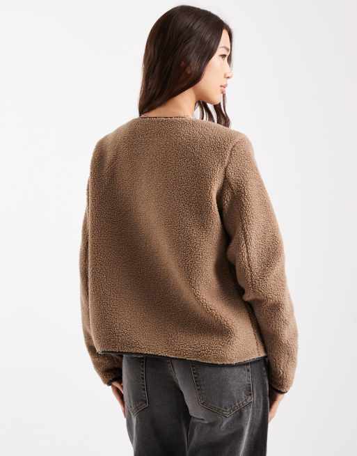 Vero Moda – Beżowa lekka kurtka z miśka, 4 z 4