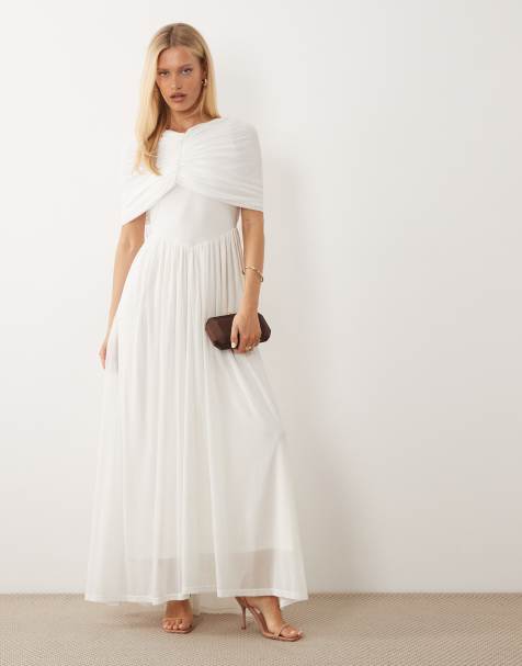 Vero Moda – Biała, dżersejowa sukienka maxi z pelerynką - view 1