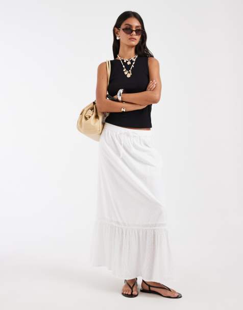 Vero Moda – Biała fakturowana spódnica maxi z materiału dobby w stylu boho - view 1