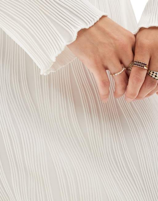 Vero Moda – Biała fakturowana sukienka maxi z dżerseju, 4 z 4