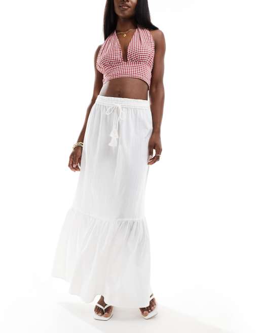 Vero Moda – Biała spódnica maxi w stylu boho, 5 z 5