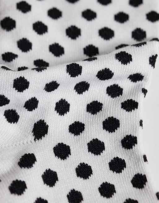 Vero Moda – Białe skarpetki do kostki w czarne groszki, 3 z 3