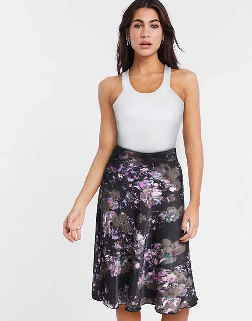 Vero Moda bias cut midi skirt in floral