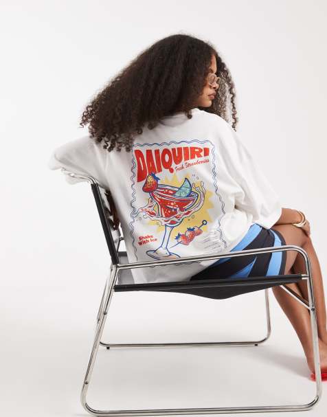 Vero Moda – Biały T-shirt oversize z grafiką Daiquiri - view 1