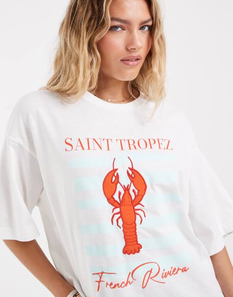 Vero Moda – Biały T-shirt oversize z nadrukiem homara - view 1
