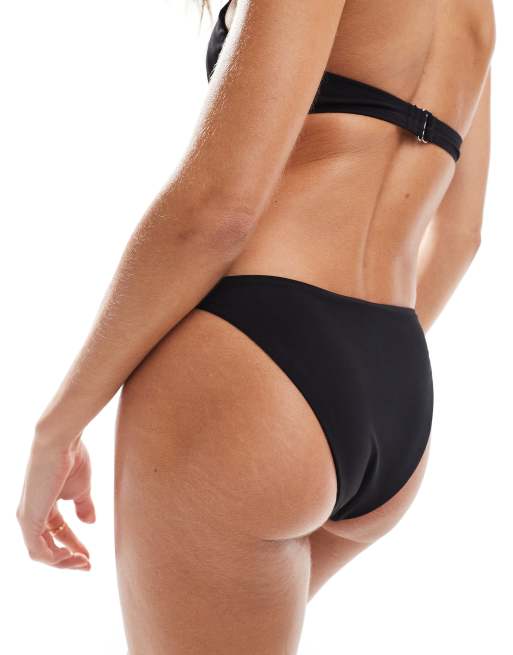 Vero Moda bikini bottoms with braided strap detail in black, 4 of 4