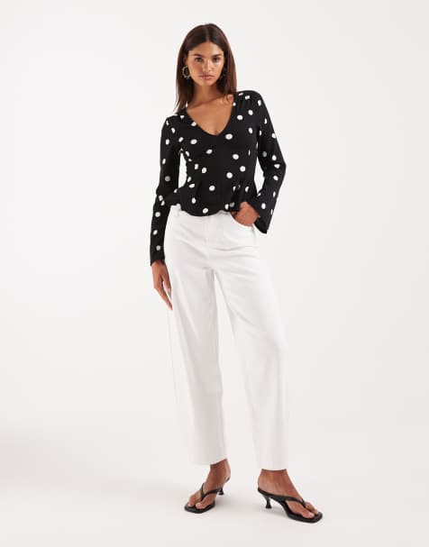 Vero Moda – Billie – Białe jeansy z poszerzanymi nogawkami i wysokim stanem - view 1