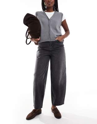 Vero Moda Billie High Rise Barrel Leg Jeans In Gray