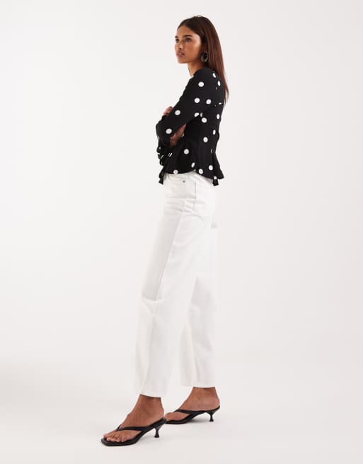 Vero Moda Billie high rise barrel leg jeans in bright white, 3 of 5