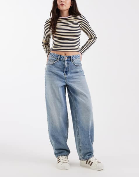 Vero Moda Billie high rise barrel leg jeans in light blue denim - view 1