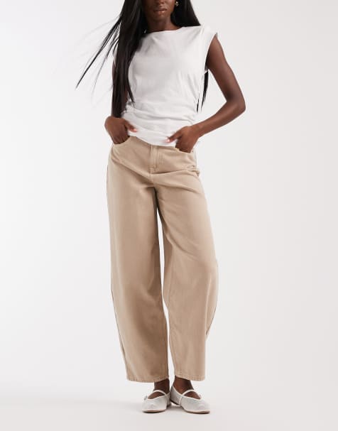 Vero Moda - Billie - Jeans bombati a vita alta color visone - view 1