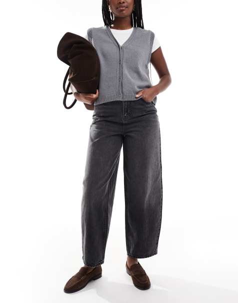 Vero Moda – Billie – Jeans in schwarzer Waschung mit hohem Bund und abgerundetem, weitem Bein - view 1