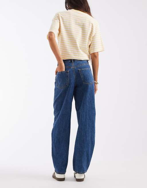 Vero Moda – Billie – Mellanblå, tvättade jeans med barrelben och hög midja, 3 av 5