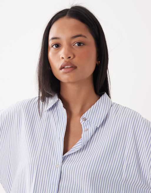 Vero Moda – Blå och vitrandig skjorta i oversize, 3 av 4