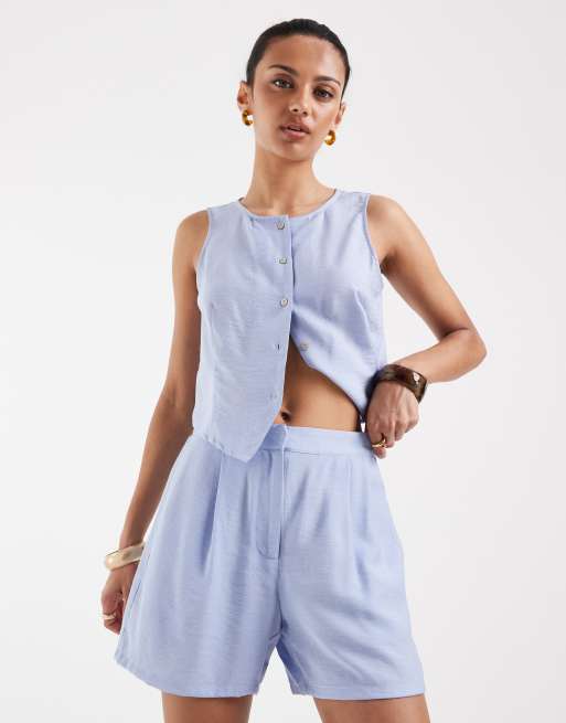 Vero Moda - Blå pull on-shorts i løstsiddende pasform - Del af sæt, 2 af 5