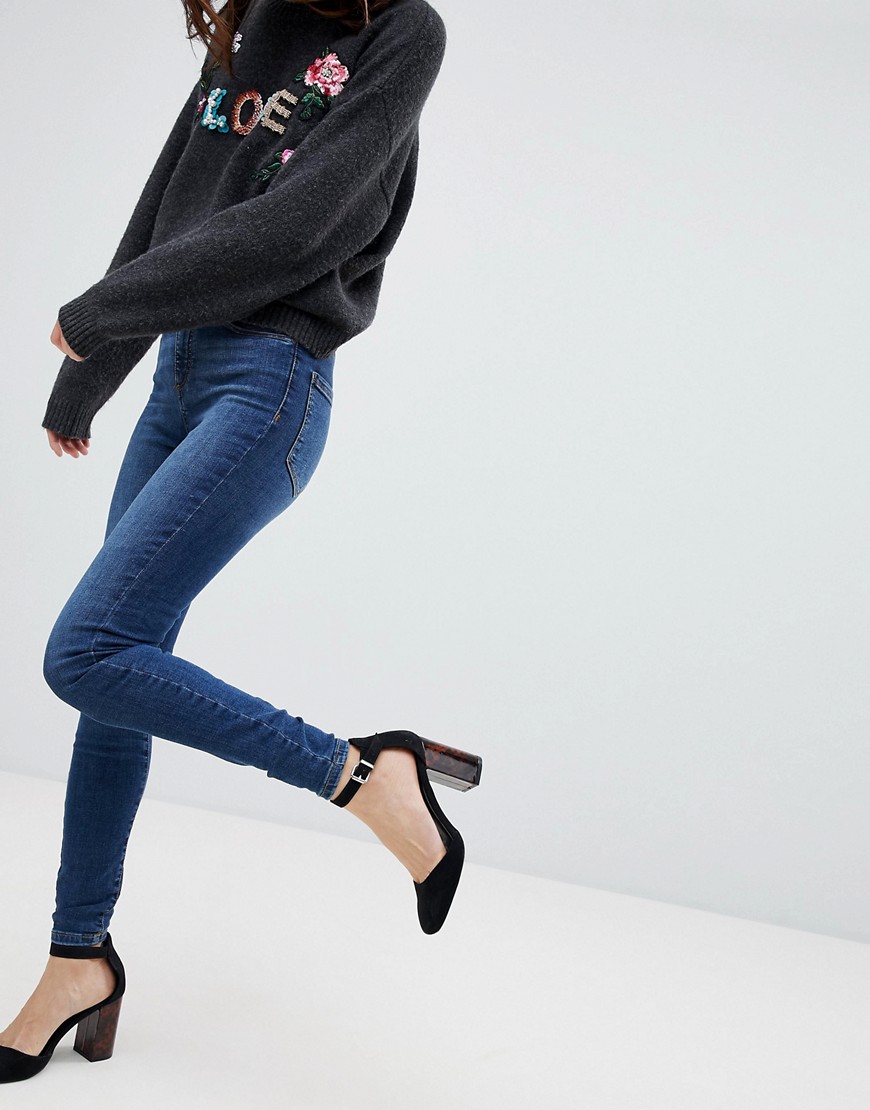 Vero Moda — Blå skinny jeans med høj talje