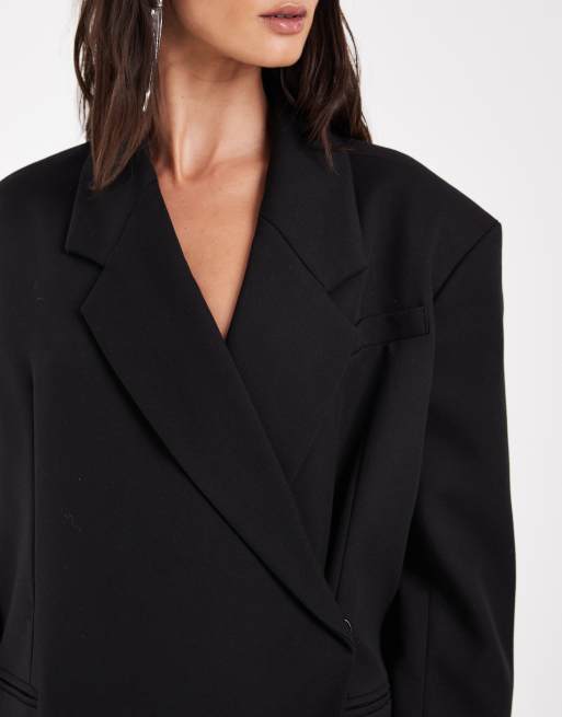 Vero Moda blazer avvolgente sartoriale oversize nero, 3 di 4
