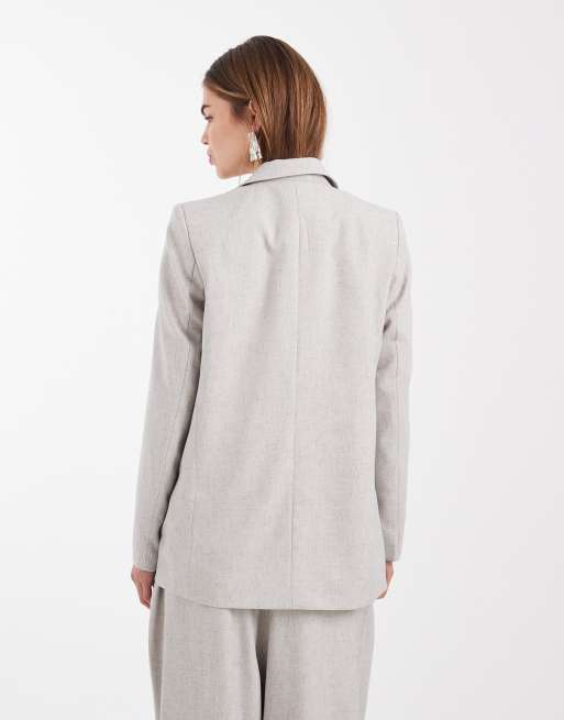 Vero Moda - Blazer habillé d'ensemble en aspect lin - Naturel, 3 de 4