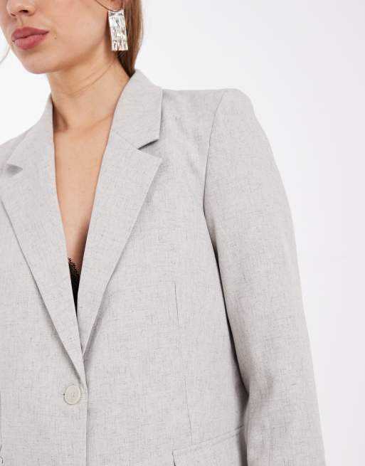 Vero Moda - Blazer habillé d'ensemble en aspect lin - Naturel, 4 de 4