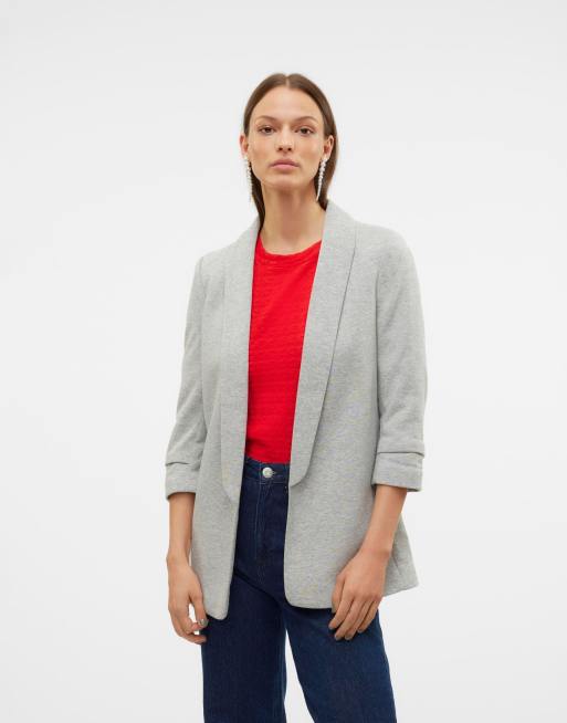 Vero Moda – Blazer in Hellgrau meliert