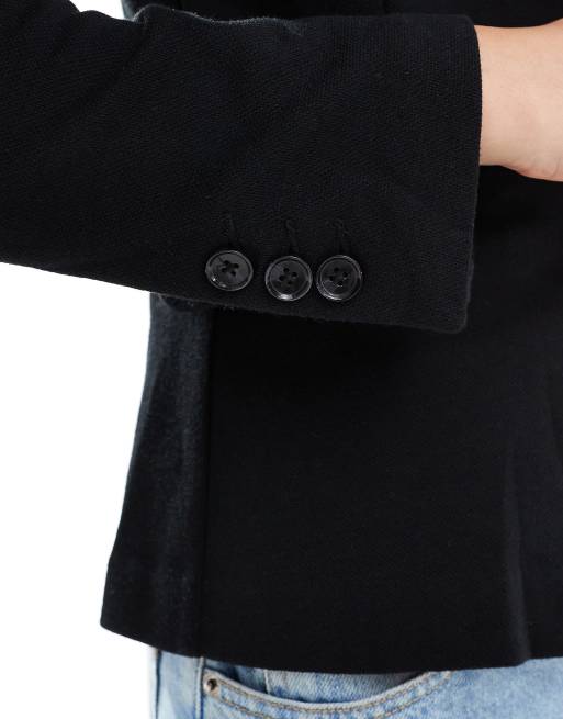 Vero Moda - Blazer in jersey aderente nero, 3 di 4
