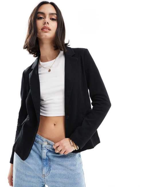 Vero Moda - Blazer in jersey aderente nero, 4 di 4