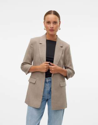 Vero Moda - Blazer in Silber-Nerzbraun-Weiß