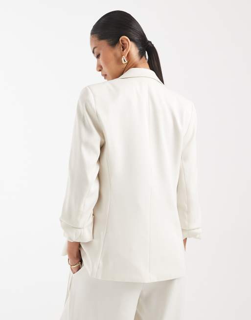 Vero Moda - Blazer met gerimpelde mouwen in crème, deel van co-ord set, 4 van 4