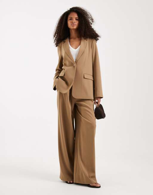 Vero Moda - Blazer mix & match ampio e aperto sul retro beige in coordinato, 2 di 4