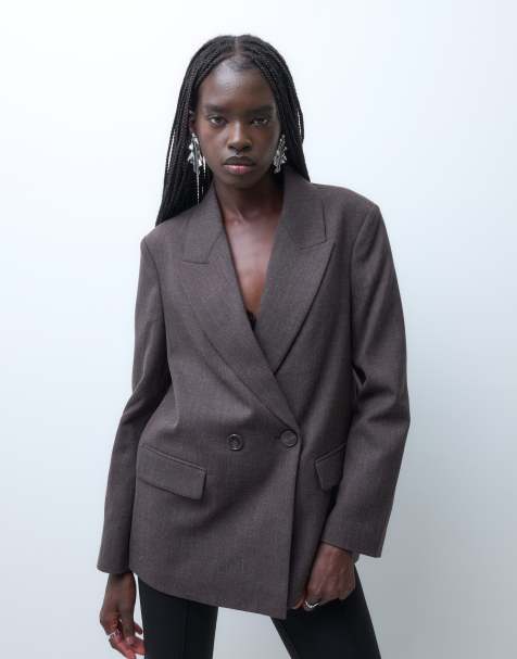 Vero Moda blazer oversize ajusté chiné chocolat - view 1