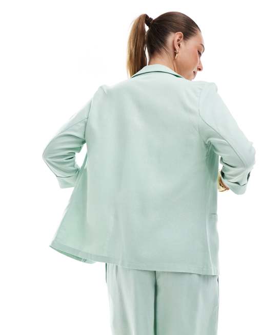Vero Moda - Blazer sartoriale morbido effetto lino verde salvia in coordinato, 4 di 4